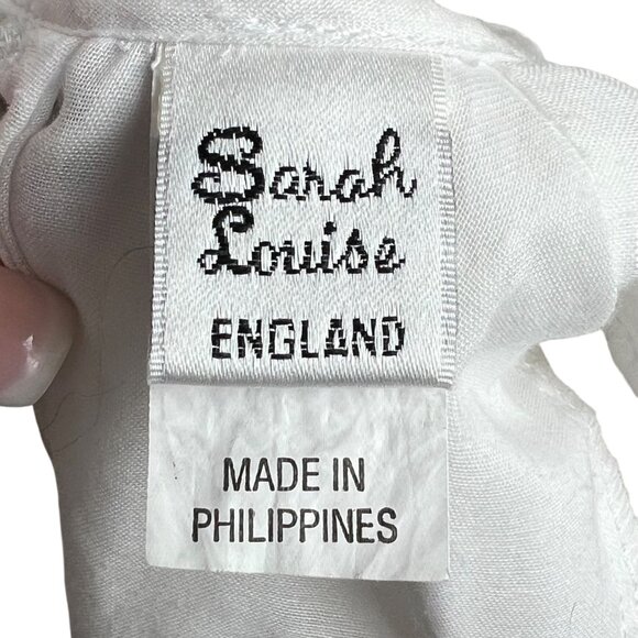 Sarah Louise England Girls White Hand Smocked Embroidered Dress 12 M Heirloom - Picture 9 of 12